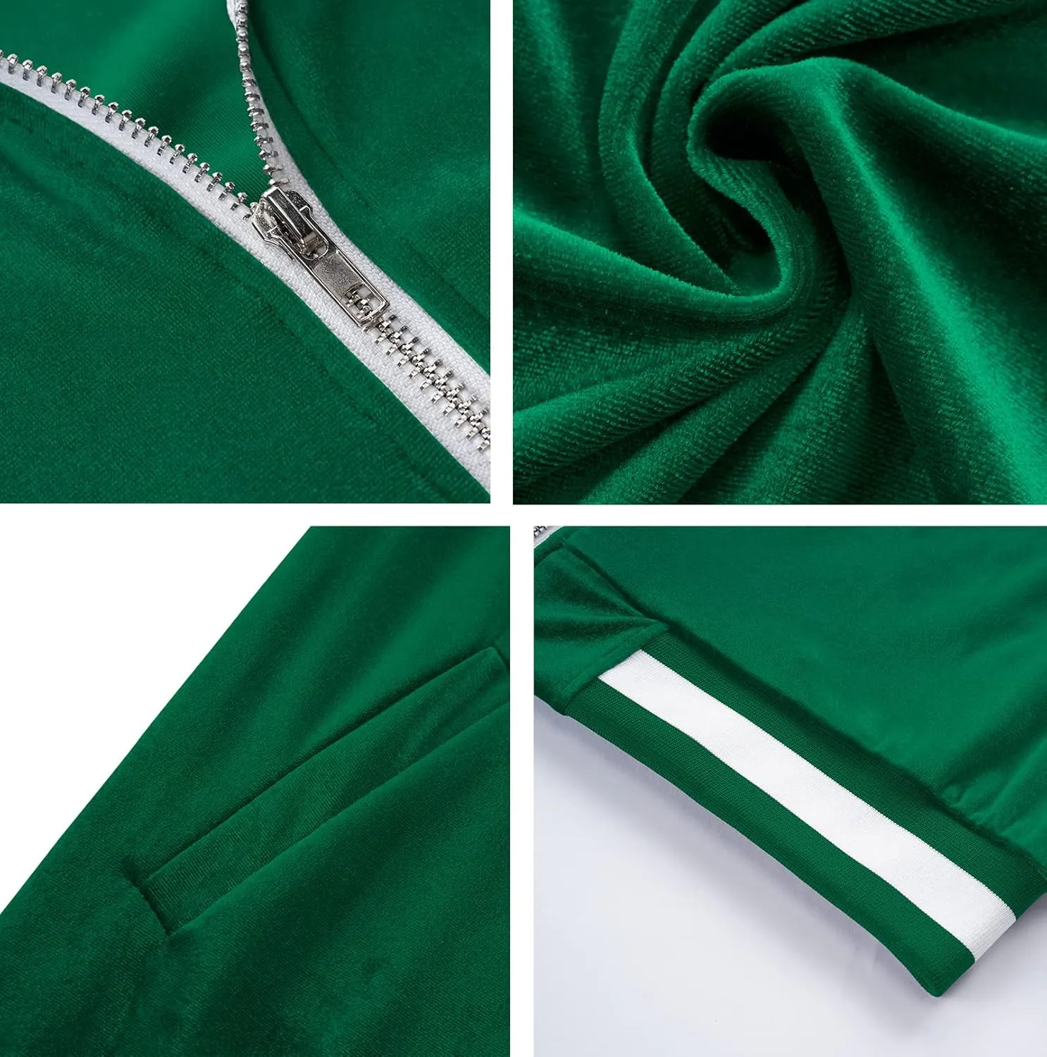 RPOVIG Velour Tracksuit Sweatsuit Velvet:Men's Jogging track suit 2 Pieces Set Zip Up Sweatshirts Jacket Pants With Pockets