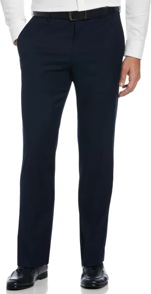 Savane Men's Big & Tall Flat Front Performance No Iron Gabardine Dress Pants with Extendable Waistband
