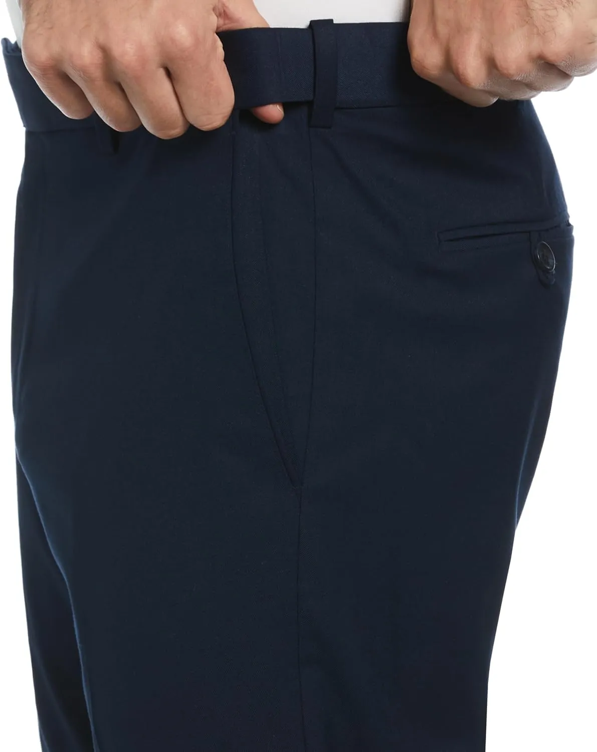 Savane Men's Big & Tall Flat Front Performance No Iron Gabardine Dress Pants with Extendable Waistband