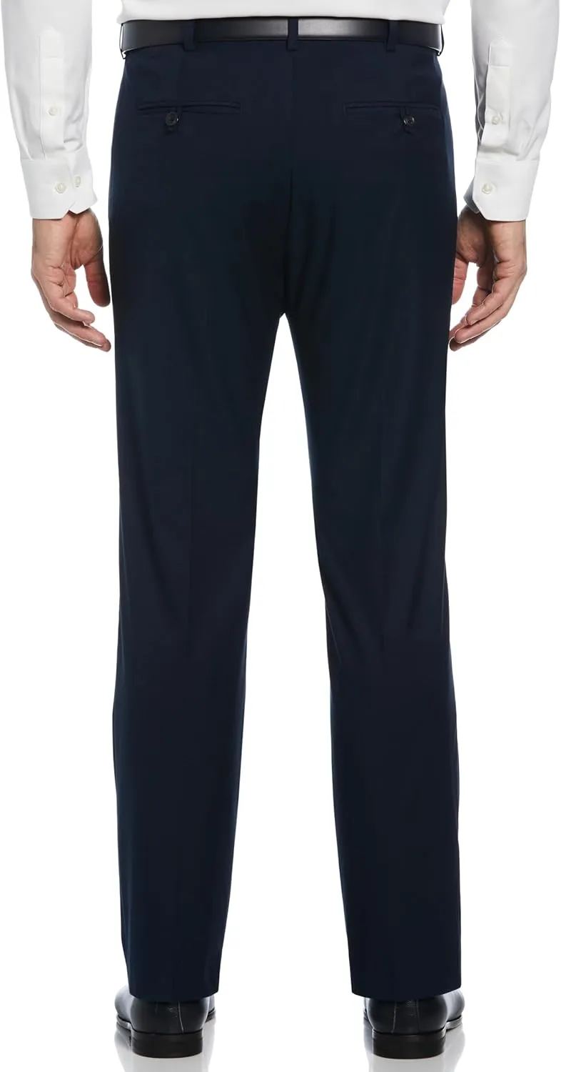 Savane Men's Big & Tall Flat Front Performance No Iron Gabardine Dress Pants with Extendable Waistband