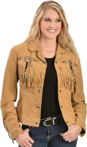 Scully Women's Fringe and Beaded Boar Suede Leather Jacket - L152-86