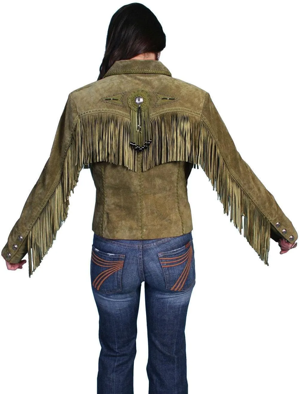Scully Women's Fringe and Beaded Boar Suede Leather Jacket - L152-86