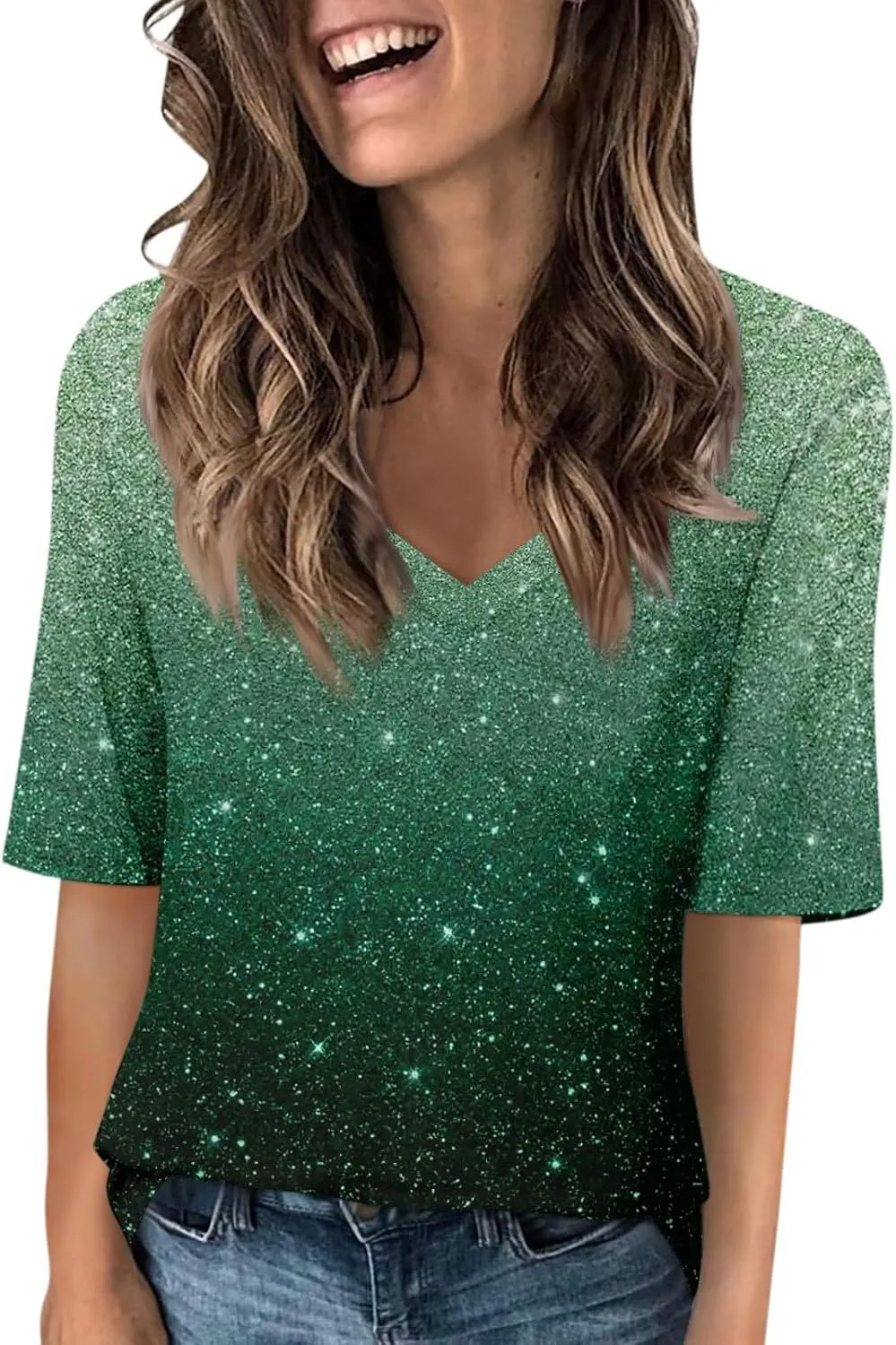Shirts for Women Summer Spring Tops Short Sleeve V Neck T Shirts Basic Casual Blouses Clothes 2025 Trendy