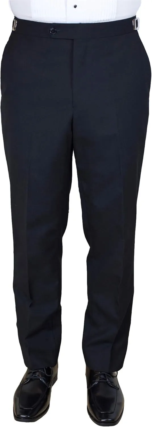 Sir Gregory Men's Fitted Flat Front Tuxedo Pants Formal Satin Stripe Trousers with Adjustable Waistband