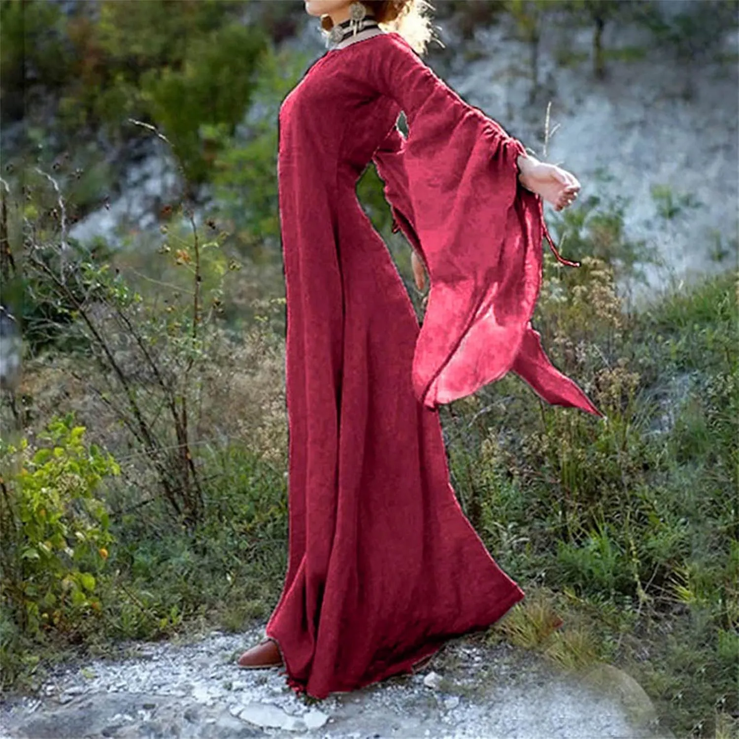 Skeleton Costume Women Print Sling Double Layer Chiffon Mesh V Neck Dress Vintage Dress Skirt Men Red Jumpsuit
