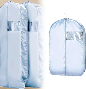 Space Saving Hanging Garment Bag, Dust Cover Clothes Bags for Down Coat with Self Compression Zipper, Hanging Clothes Bag Closet Storage Home (Blue, Medium)