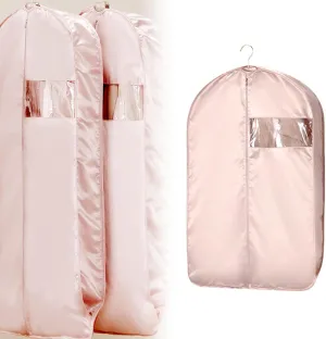 Space Saving Hanging Garment Bag, Dust Cover Clothes Bags for Down Coat with Self Compression Zipper, Hanging Clothes Bag Closet Storage Home (Pink, Medium)