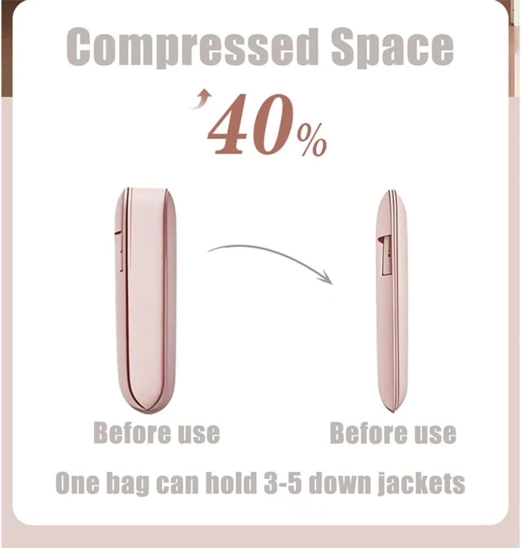 Space Saving Hanging Garment Bag with Self Compression Zipper, 2025 New Ultra Space Saving Self Compression Organizer (Pink, L)