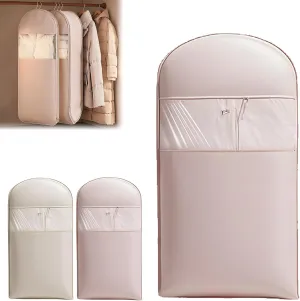 Space Saving Hanging Garment Bag with Self Compression Zipper, 2025 New Ultra Space Saving Self Compression Organizer (Pink, L)
