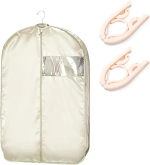 Space Saving Hanging Garment Bag with Self Compression Zipper 2025 Upgrade Space Saving Hanging Bag with transparent window Space Saver Closet Organizers (Beige, M)