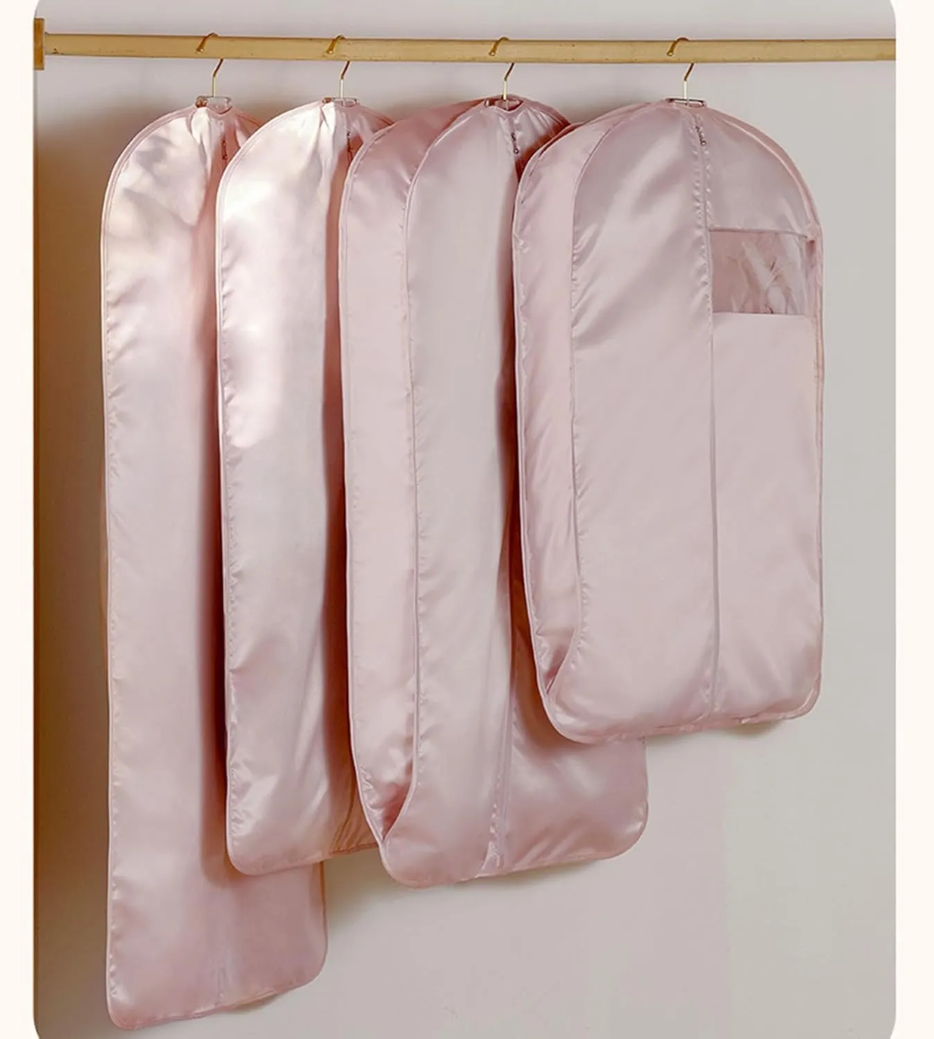 Space Saving Hanging Garment Bag with Self Compression Zipper 2025 Upgrade Space Saving Hanging Bag with transparent window Space Saver Closet Organizers (Beige, M)