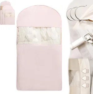 Space Saving Hanging Garment Bag with Self Compression Zipper, Garment Bags for Hanging Clothes Travel, Space Saver Dust Cover Closet Organizers (Pink, L)