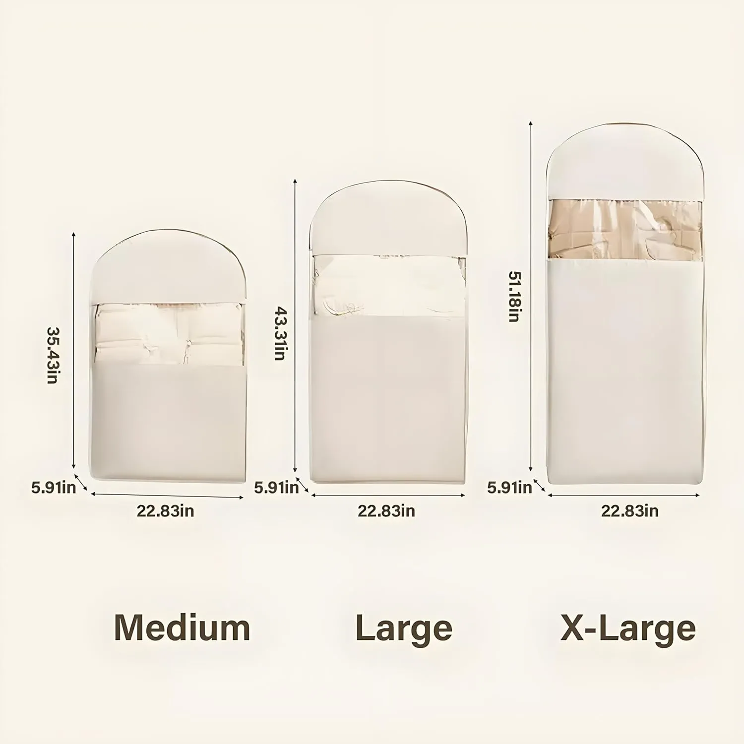 Space Saving Hanging Garment Bag with Self Compression Zipper, Space Saver Closet Organizers for Closet Storage, Dust Cover Clothes Bags for Down Coat (XL-Peach)