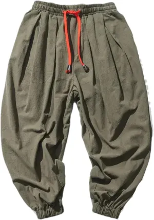 Spring Men Loose Harem Pants Cotton Style Sweatpants Wide-Leg Pants Casual Trousers Male