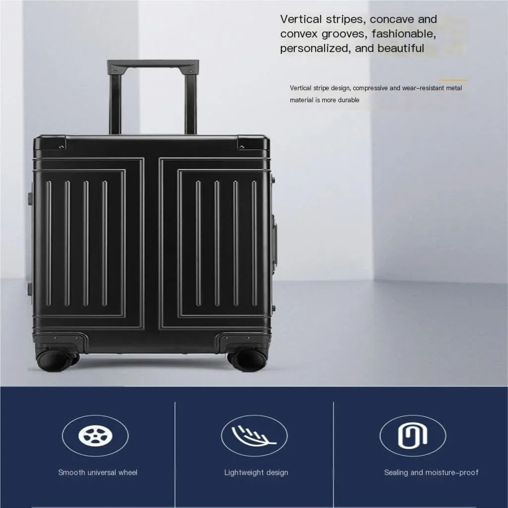 Suitcase All-aluminum Magnesium Alloy Metal Case Trolley Case Hard Case Men's And Women's Luggage Check-in Case Luggage(Silver,26in)