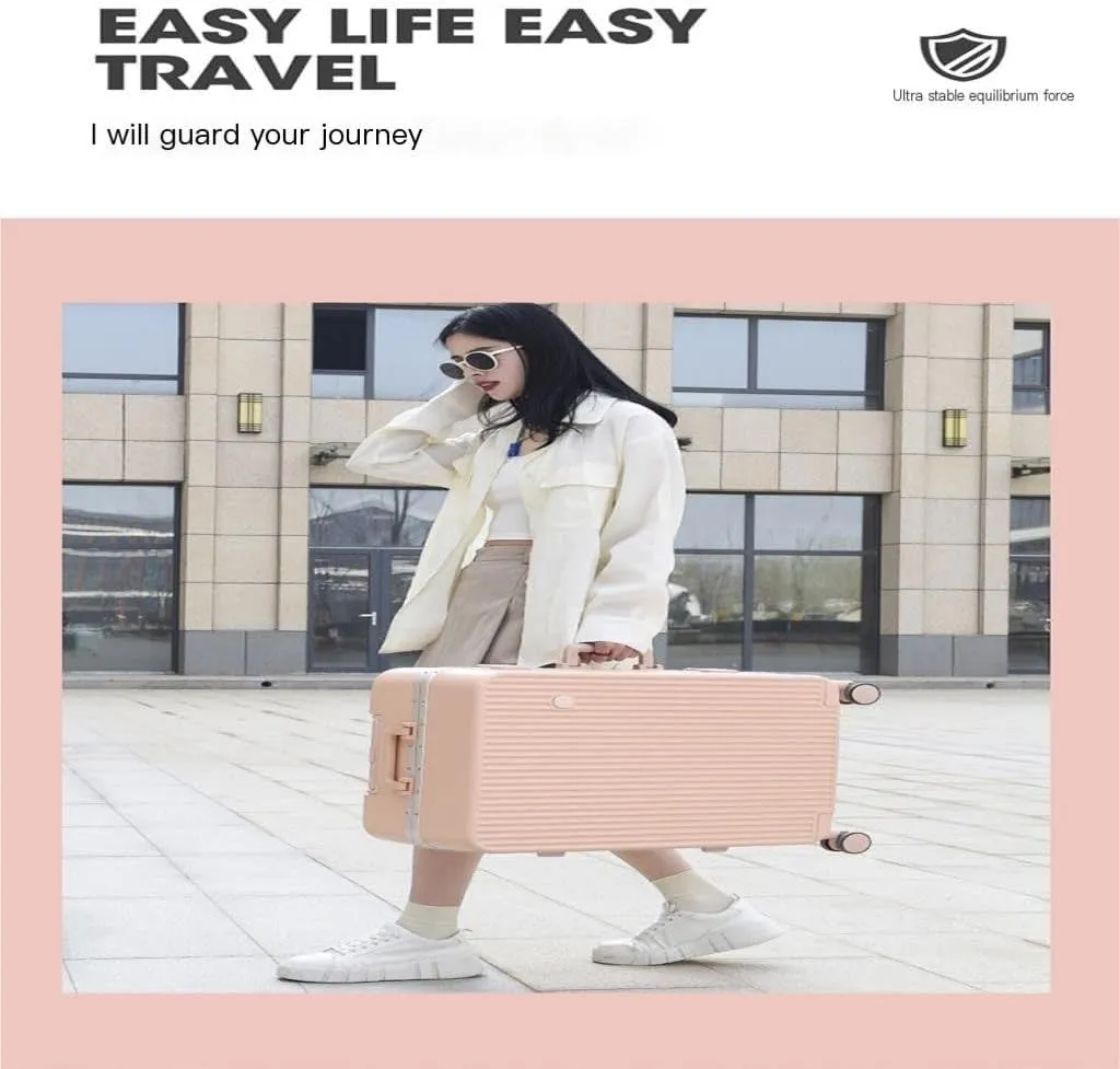 Suitcase Aluminum Frame Hard Shell Luggage Suitcase 20 Inch Boarding Case Long And Short Distance Luggage Trolley Case Luggage(White,20in)
