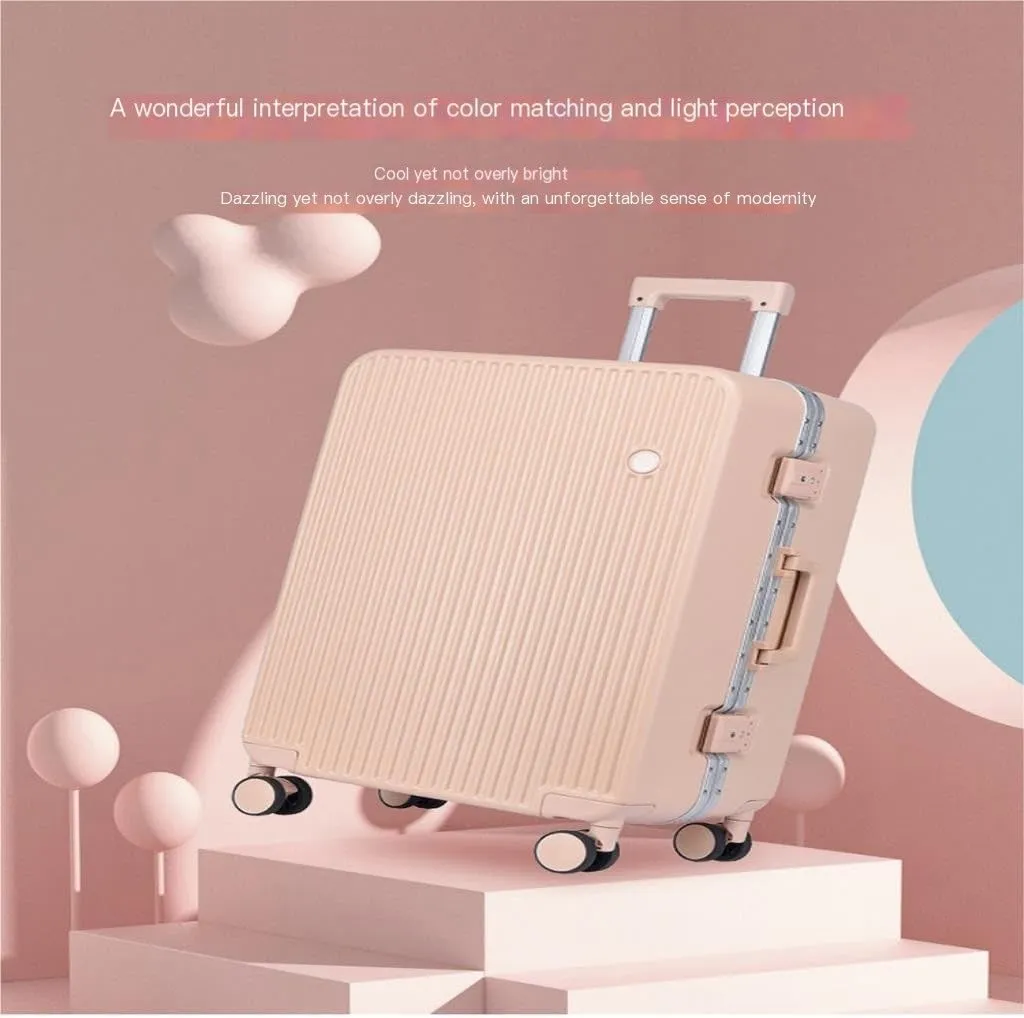 Suitcase Aluminum Frame Hard Shell Luggage Suitcase 20 Inch Boarding Case Long And Short Distance Luggage Trolley Case Luggage(White,20in)