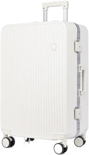 Suitcase Aluminum Frame Hard Shell Luggage Suitcase 20 Inch Boarding Case Long And Short Distance Luggage Trolley Case Luggage(White,20in)