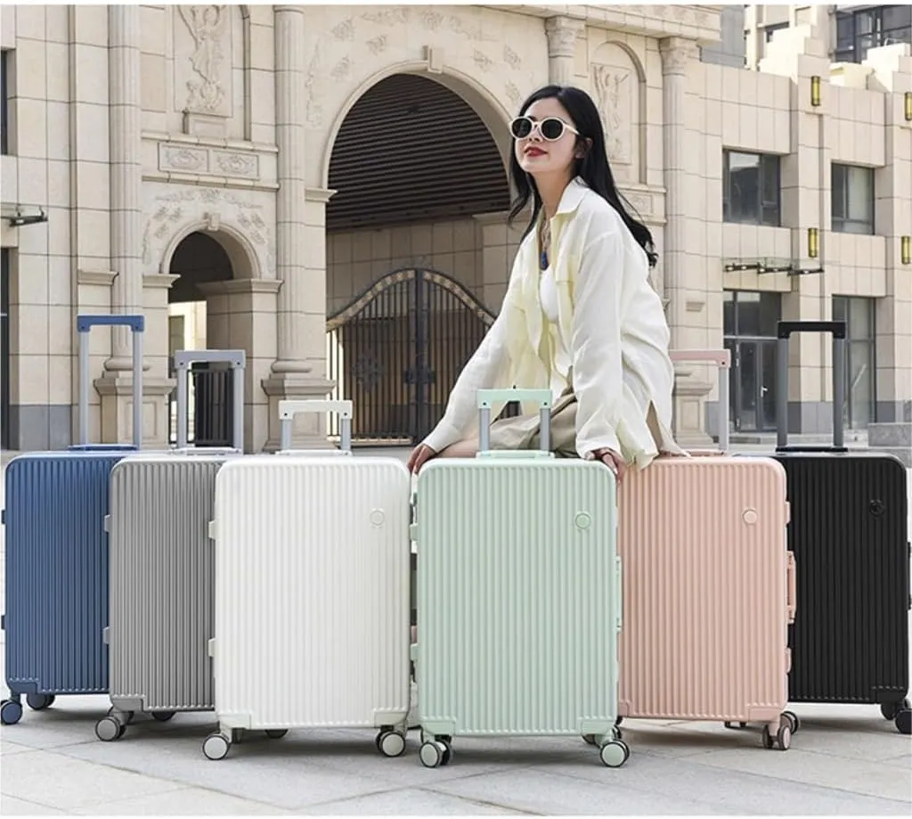 Suitcase Aluminum Frame Hard Shell Luggage Suitcase 20 Inch Boarding Case Long And Short Distance Luggage Trolley Case Luggage(White,20in)