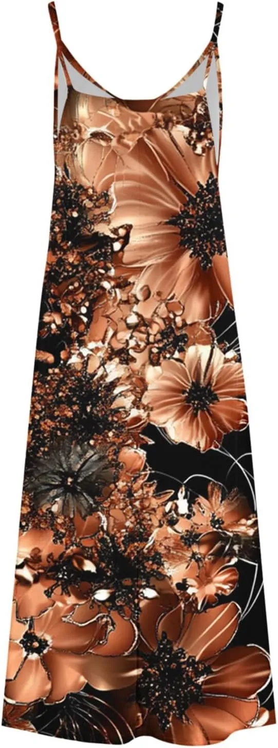 Summer Dresses for Women 2025 Boho Dress Spaghetti Strap Casual Maxi Sundresses Plus Size Dress Beach Vacation Outfit