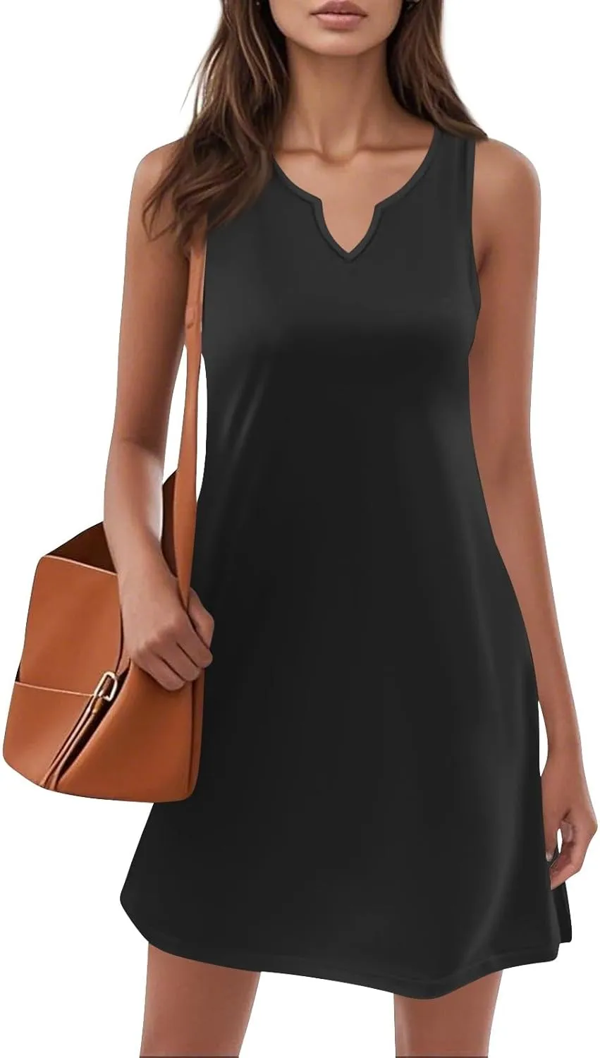 Summer Dresses for Women 2025 Casual A Line Sundress Sleeveless Crew Neck Beach Vacation Dress Printed Tank Dress