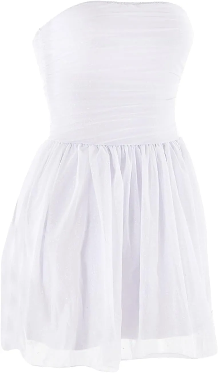 Summer Dresses for Women 2025 Mesh Splicing Double-Layer Tube Top Strapless Backless Cocktail Ruffle Mini Party Dress