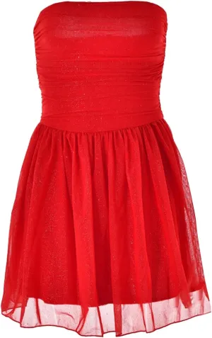 Summer Dresses for Women 2025 Mesh Splicing Double-Layer Tube Top Strapless Backless Cocktail Ruffle Mini Party Dress