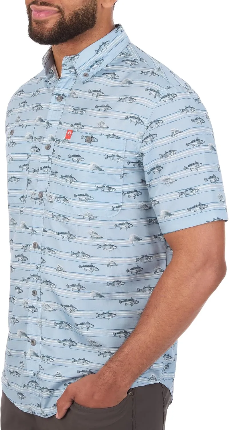 The American Outdoorsman Short Sleeve Button-Down Pattern Print Casual Shirt Quick-Dry with Sun Protection
