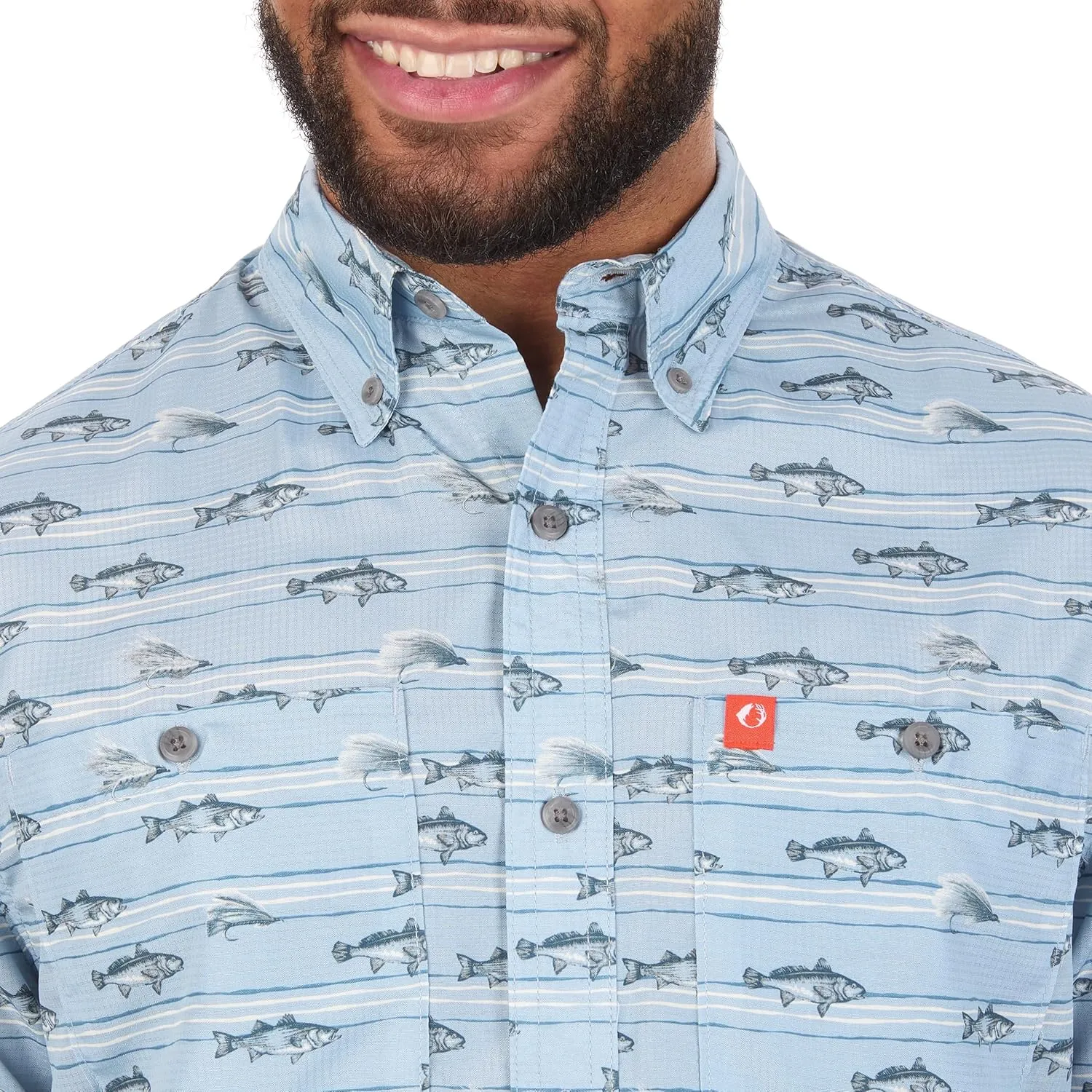 The American Outdoorsman Short Sleeve Button-Down Pattern Print Casual Shirt Quick-Dry with Sun Protection