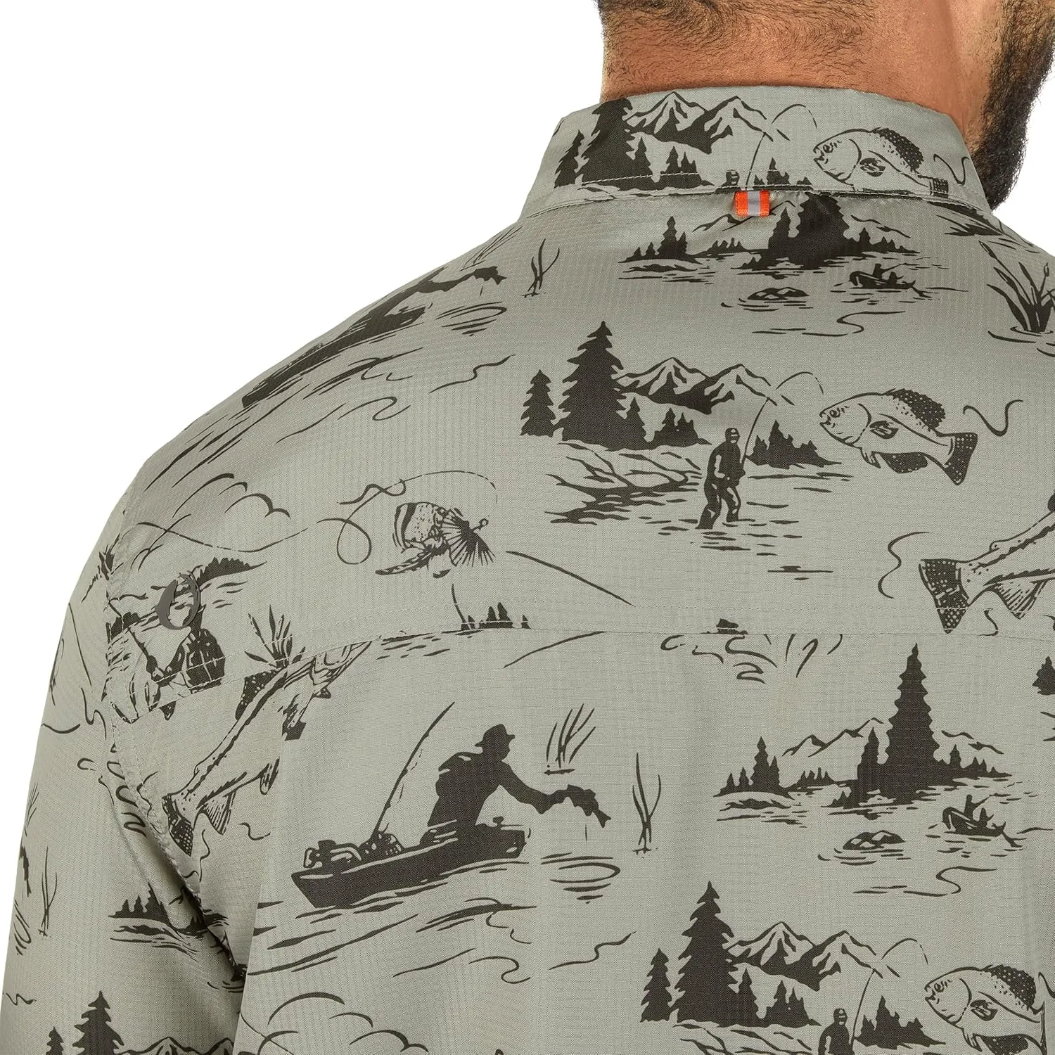 The American Outdoorsman Short Sleeve Button-Down Pattern Print Casual Shirt Quick-Dry with Sun Protection