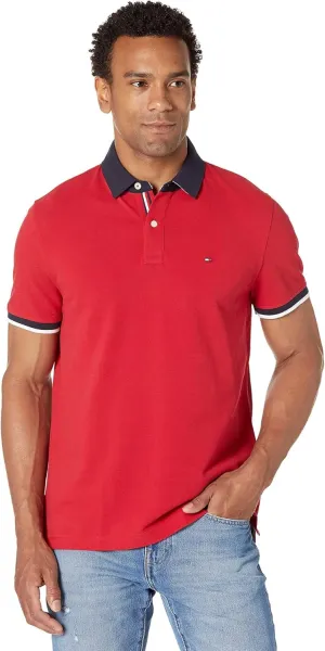 Tommy Hilfiger Men's Short Sleeve Cotton Pique Flag Polo Shirt in Custom Fit