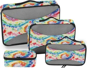 Travel Bags Organizer for Luggage 4 Set Suitcase Organizer Packing Cubes for Luggage Packing Cubed Tie Dye Swirl