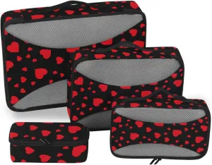 Travel Bags Organizer for Luggage Set of 4 Luggage Cubes Travel Cubes for Packing Women Pcking Cubes Seamless Hearts Pattern