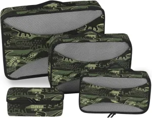 Travel Cubes for Packing 4 Set Suitcase Organizer Packing Cubes Travel Pcking Cubes Camouflage Dino
