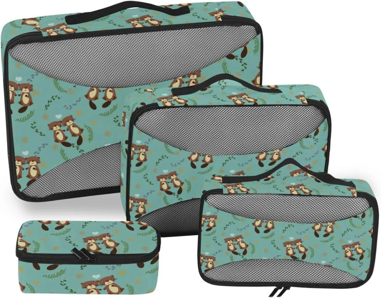 Travel Cubes for Packing Set of 4 Luggage Cubes Travel Organizers Paxking Cubes Cute Couple Beaver