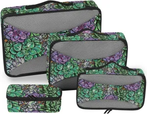 Travel Cubes Set of 4 Luggage Organizers for Suitcase Packing Cubes Travel Pcking Cubes Succulents
