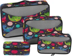 Travel Packing Cubes Set of 4 Luggage Cubes for Packing Packing Cubes Travel Oacking Cubes Cartoon Dino