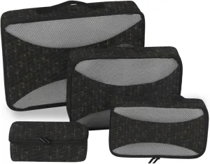 Travel Packing Cubes Set of 4 Luggage Organizer Packing Cubes for Travel Women Packing Cunes Black Geometric