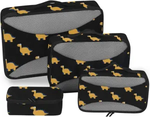 Travel Packing Cubes Set of 4 Luggage Packing Cubes Suitcase Cubes for Packing Packing Cubs Funny Dino