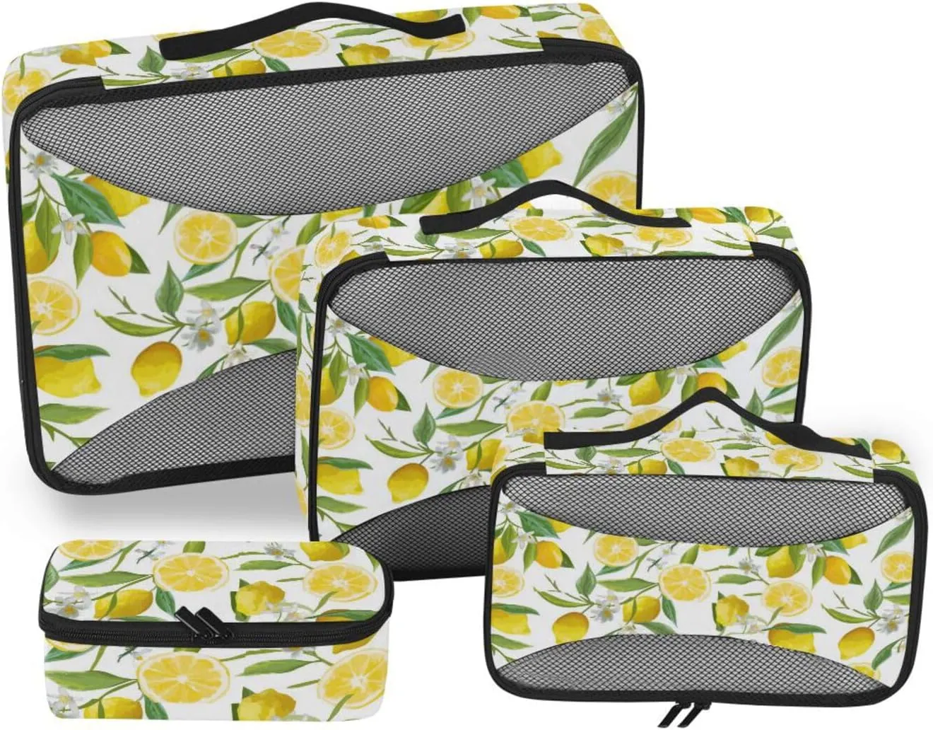 Travel Packing Organizers 4 Set Luggage Organizers for Suitcase Travel Compartment Organizer Bags Packing Cube Lovely Lemon Tree
