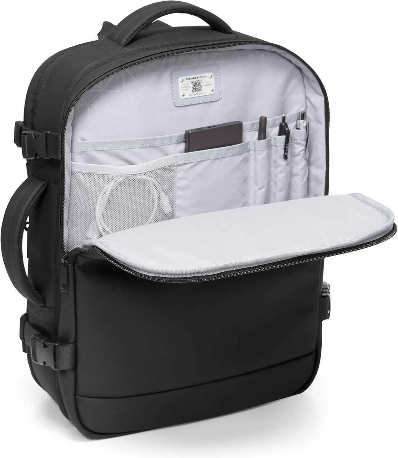 Traveler's Choice Markham 27L Backpack, Expandable, Business, Travel, Work, Office, Camping, Hunting, Fishing, Black, Large