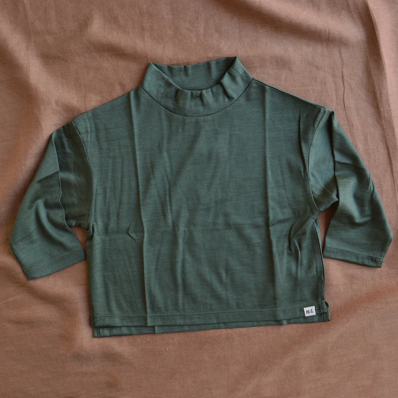 Turtleneck Longsleeve Top - 100% Organic Merino - Thyme (1-6y)