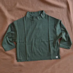 Turtleneck Longsleeve Top - 100% Organic Merino - Thyme (1-6y)