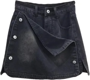 Unique Patchwork Denim Short Skirt Casual Street High Waisted Skirt Women Spring Summer