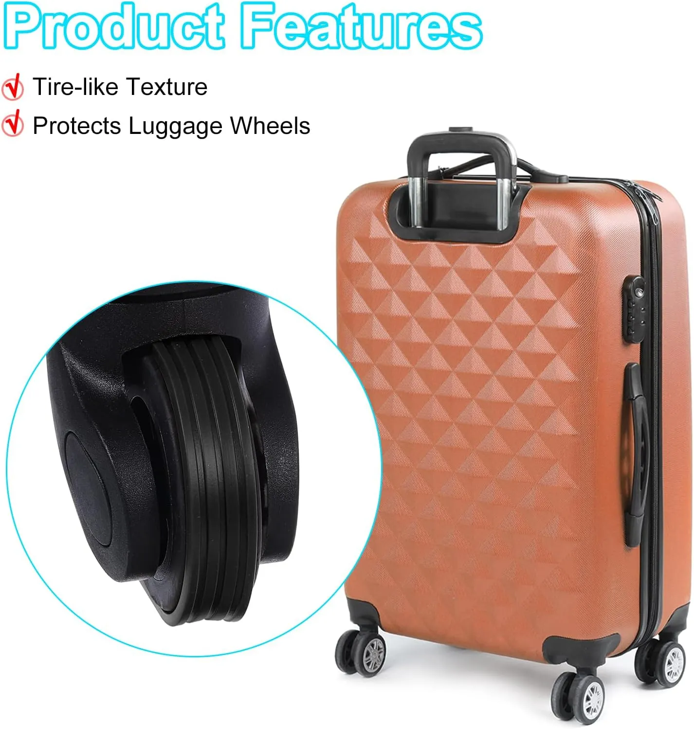 uxcell 4Pcs Luggage Wheels Covers, Anti-Noise Luggage Wheel Silent Protector Covers for Luggage Suitcases or Office Chairs Caster, Black