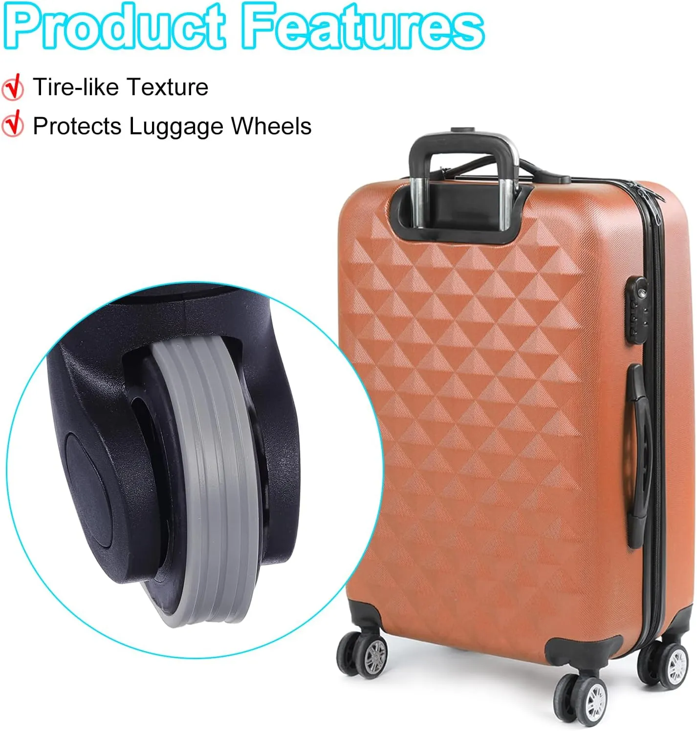 uxcell 4Pcs Luggage Wheels Covers, Anti-Noise Luggage Wheel Silent Protector Covers for Luggage Suitcases or Office Chairs Caster, Grey