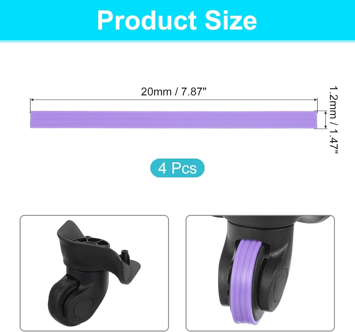 uxcell 4Pcs Luggage Wheels Covers, Anti-Noise Luggage Wheel Silent Protector Covers for Luggage Suitcases or Office Chairs Caster, Purple