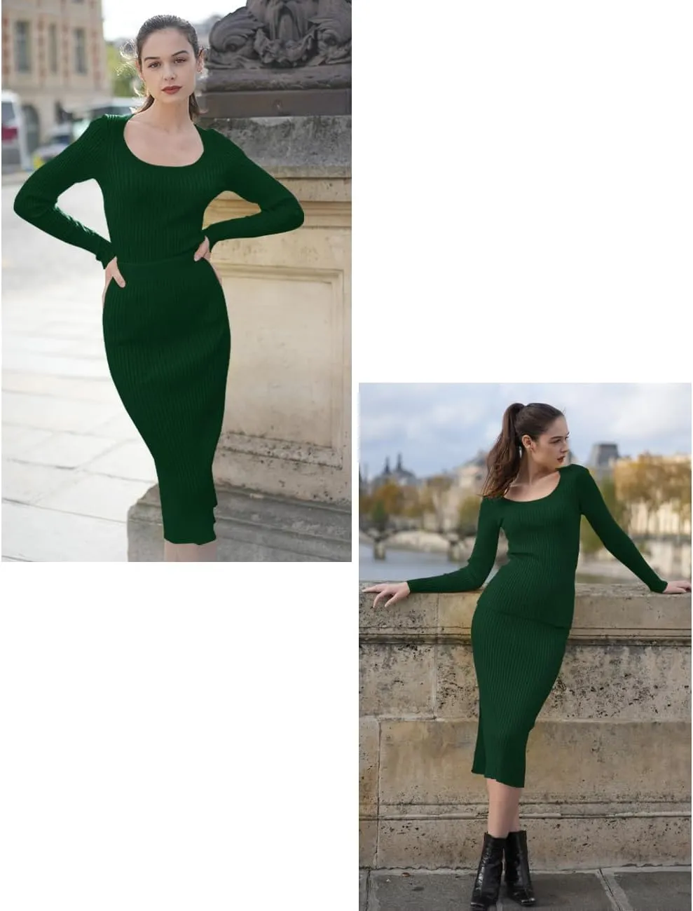 v28 Women Side Split Midi High Waisted Stretchy Ribbed Bodycon Casual Knit Pencil Skirt