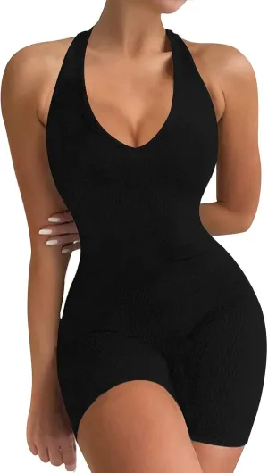 VUTRU Womens Sexy One Piece Tank Top Sleeveless Backless Bodycon Shorts Jumpsuits Bodysuit Catsuit Ribbed Sports Romper