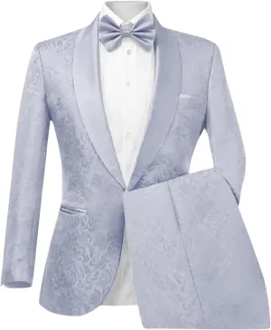 Wangyue Floral Printed Suit Men's 2 Piece Suits One Button Party Wedding Jacquard Tuxedo Shawl Lapel Blazer Pants Set